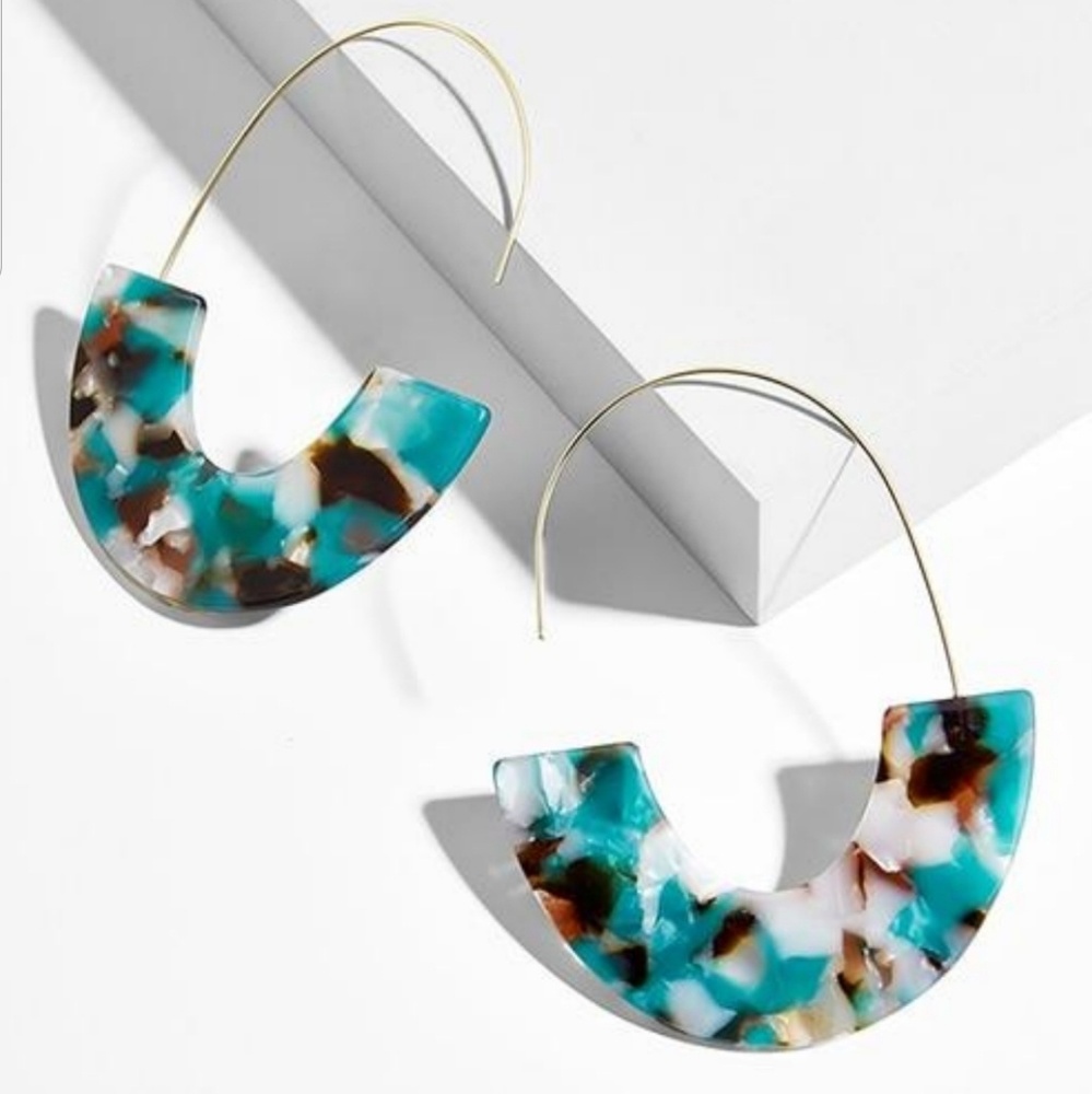 Turquoise Crescent Resin Earrings
